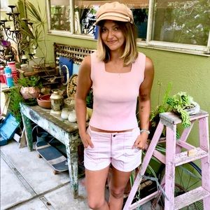 Ribbed pink sweater tank